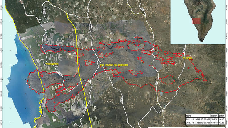 zona afectada erupción volcánica la palma islas canarias