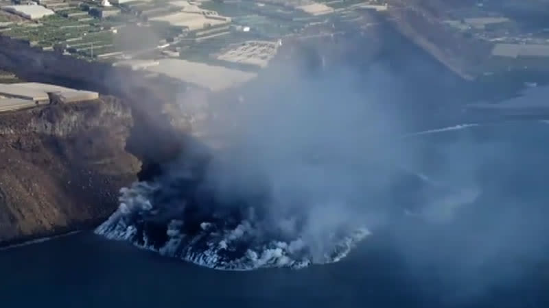 la palma plataforma de lava volcán en erupción islas canarias 