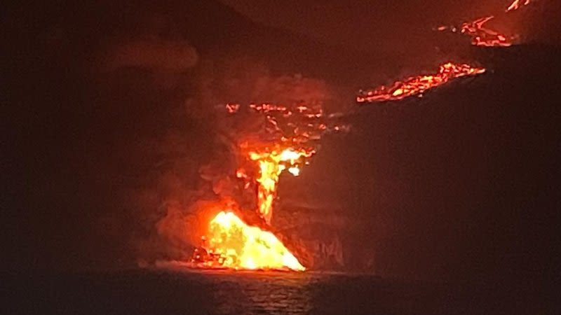 mar de lava llegó a la palma erupción tazacorte 